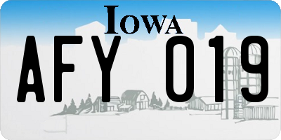 IA license plate AFY019