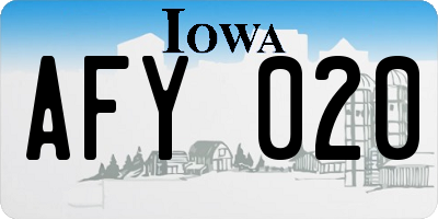 IA license plate AFY020