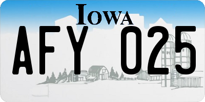 IA license plate AFY025