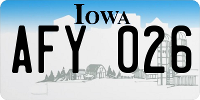 IA license plate AFY026