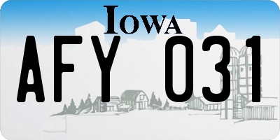 IA license plate AFY031