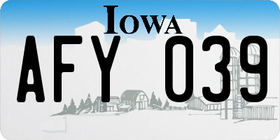 IA license plate AFY039
