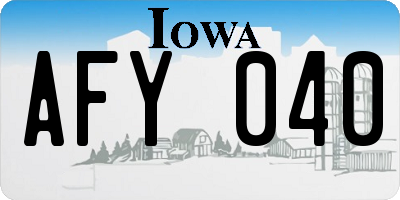 IA license plate AFY040