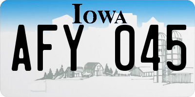 IA license plate AFY045