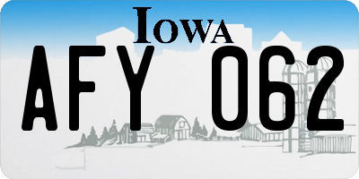 IA license plate AFY062