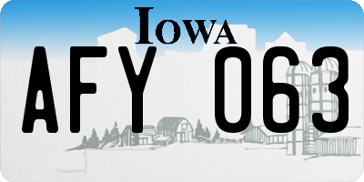 IA license plate AFY063