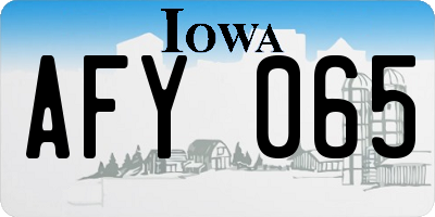 IA license plate AFY065