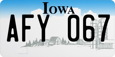 IA license plate AFY067