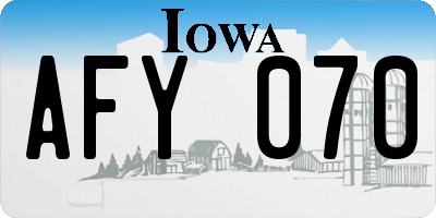 IA license plate AFY070