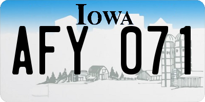 IA license plate AFY071