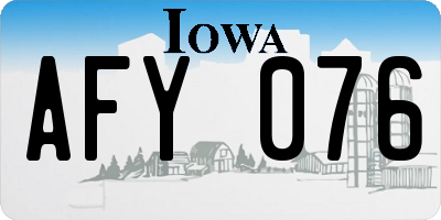 IA license plate AFY076