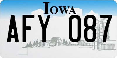 IA license plate AFY087