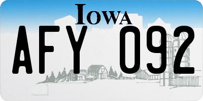 IA license plate AFY092