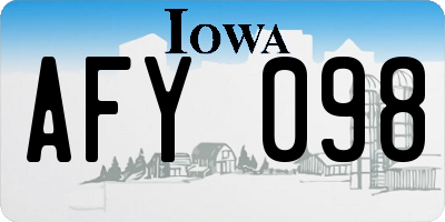IA license plate AFY098
