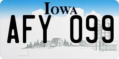 IA license plate AFY099