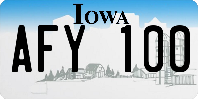 IA license plate AFY100