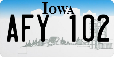 IA license plate AFY102
