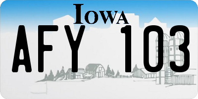 IA license plate AFY103
