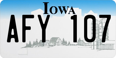 IA license plate AFY107