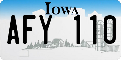 IA license plate AFY110
