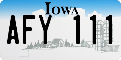 IA license plate AFY111
