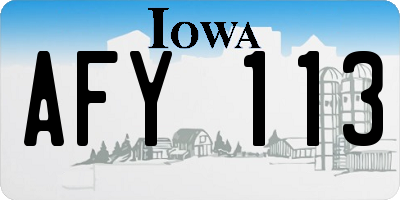 IA license plate AFY113