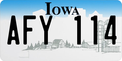 IA license plate AFY114