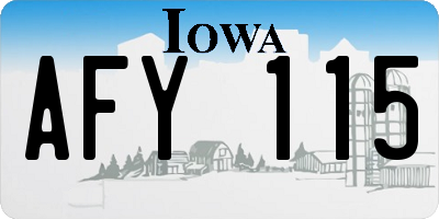 IA license plate AFY115