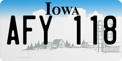 IA license plate AFY118