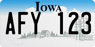IA license plate AFY123
