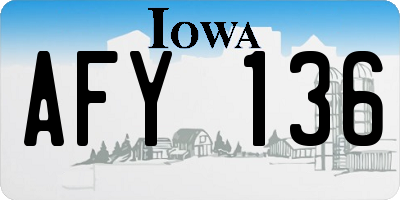 IA license plate AFY136