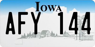 IA license plate AFY144