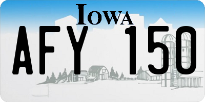IA license plate AFY150