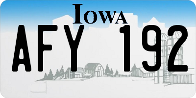 IA license plate AFY192