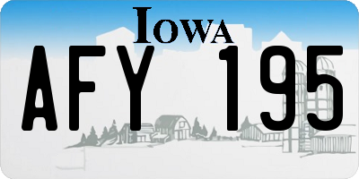 IA license plate AFY195
