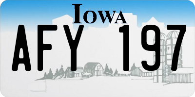 IA license plate AFY197