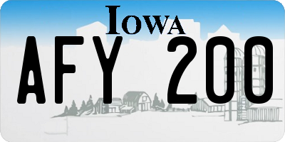 IA license plate AFY200