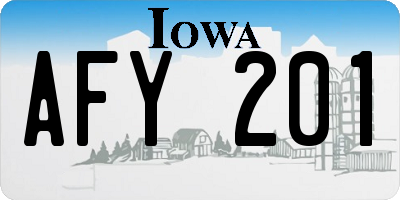 IA license plate AFY201