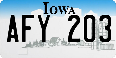 IA license plate AFY203