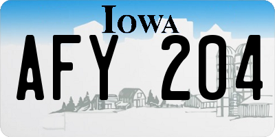 IA license plate AFY204