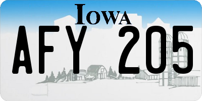 IA license plate AFY205