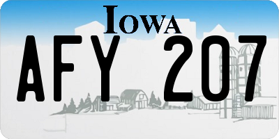 IA license plate AFY207