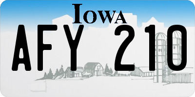 IA license plate AFY210