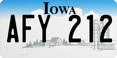 IA license plate AFY212