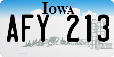 IA license plate AFY213
