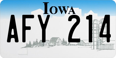 IA license plate AFY214