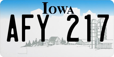 IA license plate AFY217