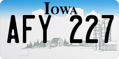 IA license plate AFY227