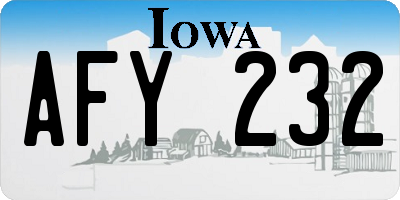 IA license plate AFY232