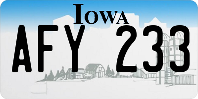 IA license plate AFY233